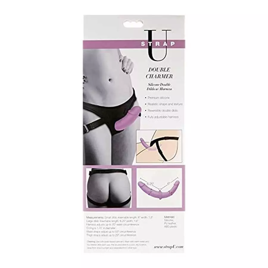 Strap U Double Charmer Premium Silicone Double Dildo Set Penetration with Harness for Women, Men, & Couples, Silicone G-spot Ana