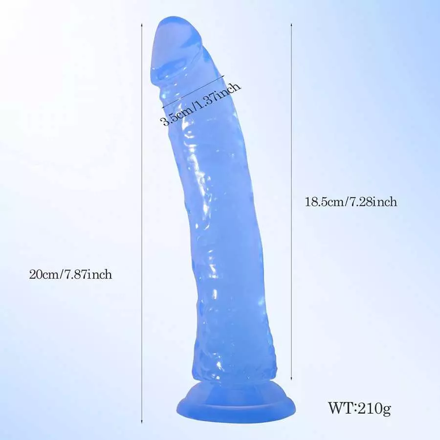 Harness Strap-on Dildo, 7.87" Blue Dildos Anal Plug with Strong Suction Cup Sex Toys for Lesbian