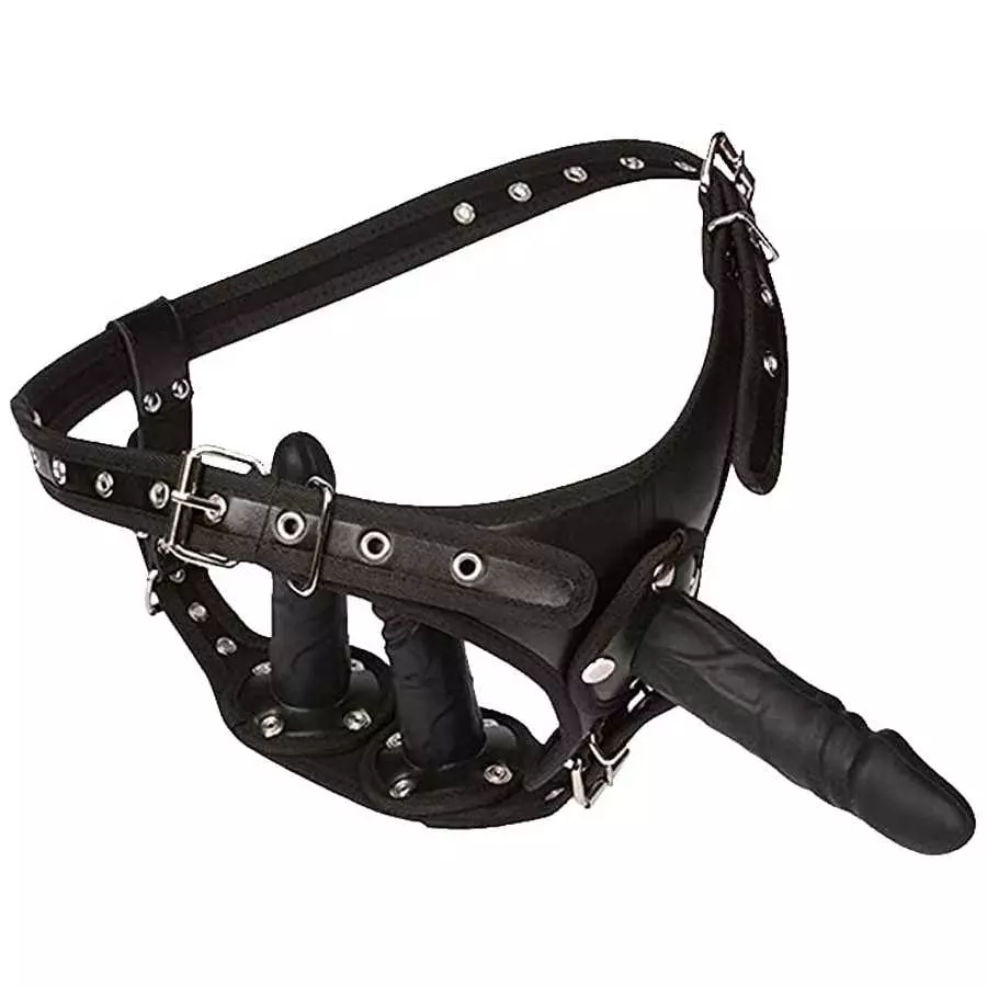 FST Strap-on Dildo with Harness Belt 3 Removable Silicone Dildos, G Spot Stimulate Adjustable Dildo Leather Sex Toy for Women Le