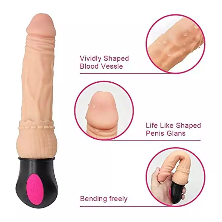 LANWAN Dildo with Heating 10.6 inch Vibrator Wand Massage Vibration Realistic Dong for Couples Pleasure Waterproof Sex Toys