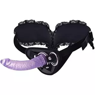 Lesbian Strap On Dildo Dong with Adjustable Harness Realistic Penis Anal Sex Toys for Woman Couples(Purple)