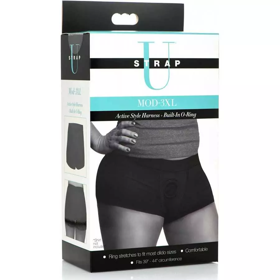 STRAP U Mod Active Style Boxer-Brief Strap-On Harness with Built in O-Ring. Pegging Toys for Couples & Sex Adult Women and Men.