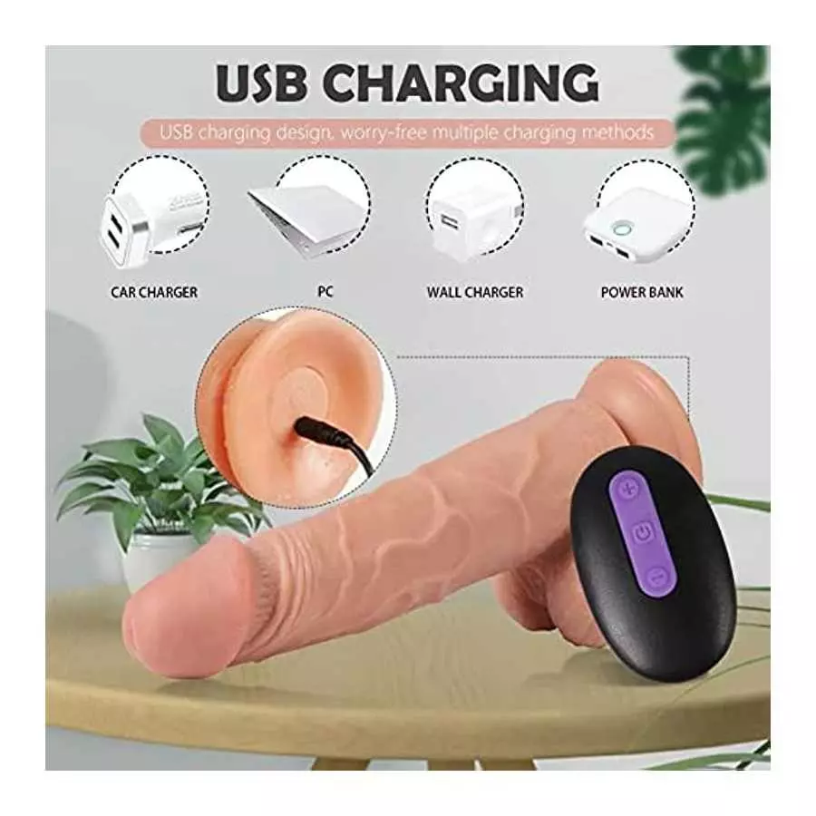 Realistic Dildo Vibrator Sex Toys for Women with 10 Vibrating Modes Realistic Telescopic Dildo for G-Spot Stimulation 8 Inch Wir