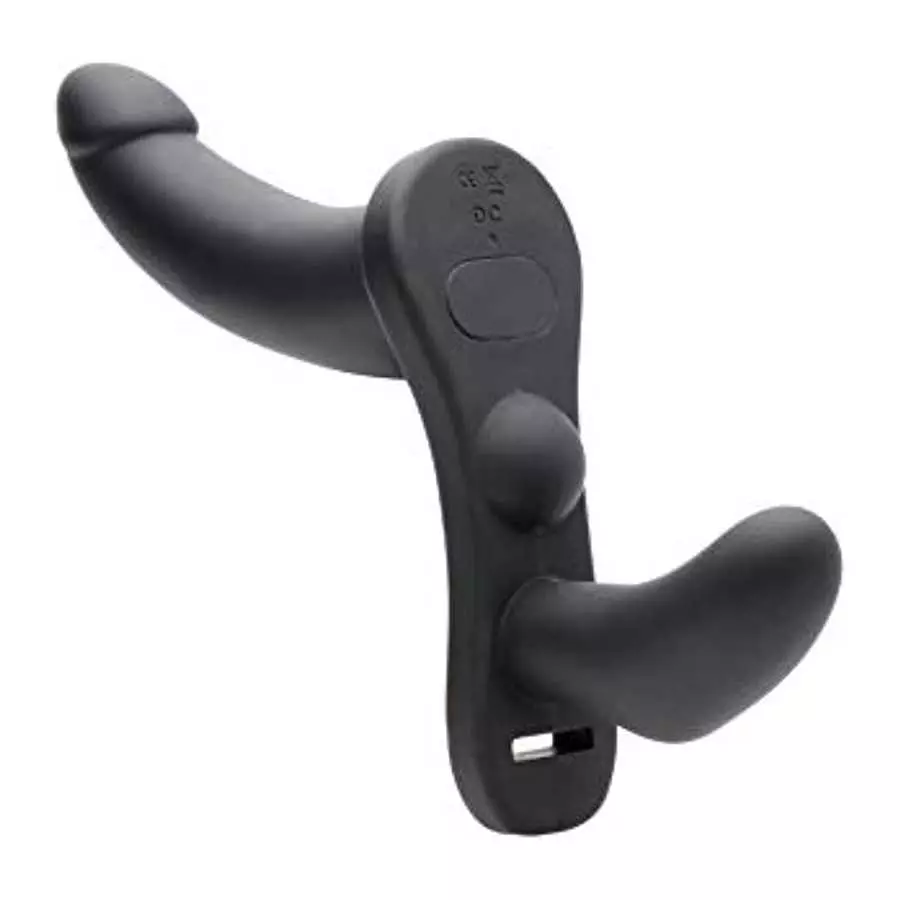 Double Take 10X Double Penetration Vibrating Strap-on Harness - Black Double Take 10X Double Penetration Vibrating Strap-on Harness - Black