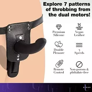 Double Take 10X Double Penetration Vibrating Strap-on Harness - Black Double Take 10X Double Penetration Vibrating Strap-on Harness - Black