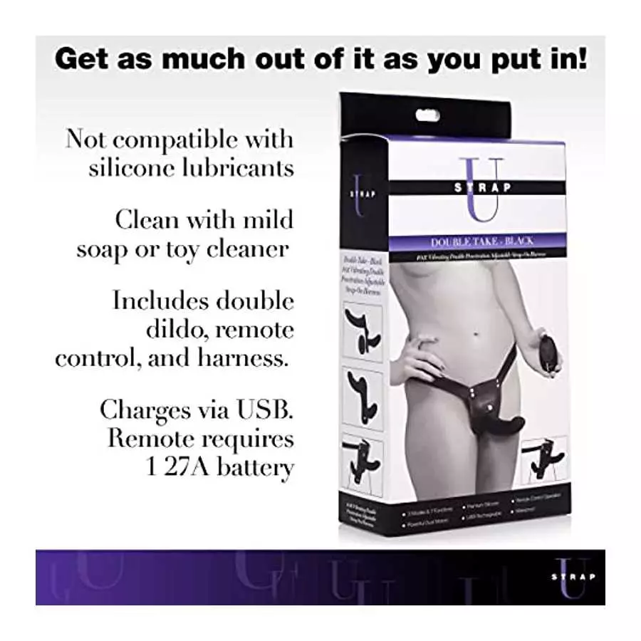 Double Take 10X Double Penetration Vibrating Strap-on Harness - Black