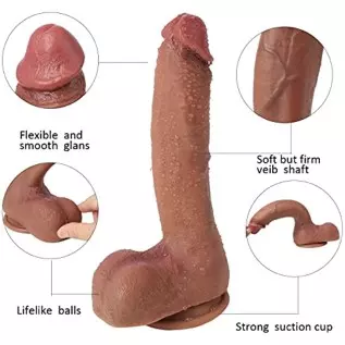 Suwuka 10" Dildo Soft Large Dildos for Women Realistic Didlo-Silicone for Vaginal G-spot&Anal Dildos Feels Like Skin Fake Penis