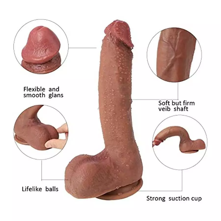 Suwuka 10" Dildo Soft Large Dildos for Women Realistic Didlo-Silicone for Vaginal G-spot&Anal Dildos Feels Like Skin Fake Penis