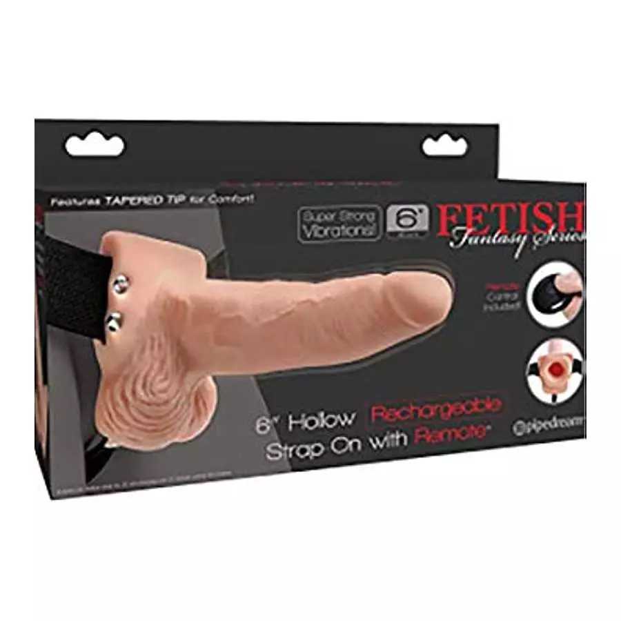 Pipedream Products Fetish Fantasy Series 6" Hollow Rechargeable Strap-on with Remote, Flesh