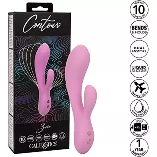 CalExotics Contour™ Zoie Dual Massager – Multi Directional Liquid Silicone Rechargeable Vibrator – Sex Toy for Women– Pink