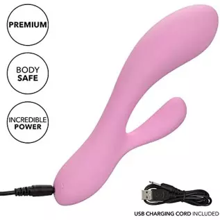 CalExotics Contour™ Zoie Dual Massager – Multi Directional Liquid Silicone Rechargeable Vibrator – Sex Toy for Women– Pink