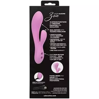 CalExotics Contour™ Zoie Dual Massager – Multi Directional Liquid Silicone Rechargeable Vibrator – Sex Toy for Women– Pink