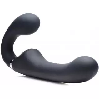 Strap U Strap-u Mighty Rider 10x Vibrating Silicone Strapless Strap-on - Blue