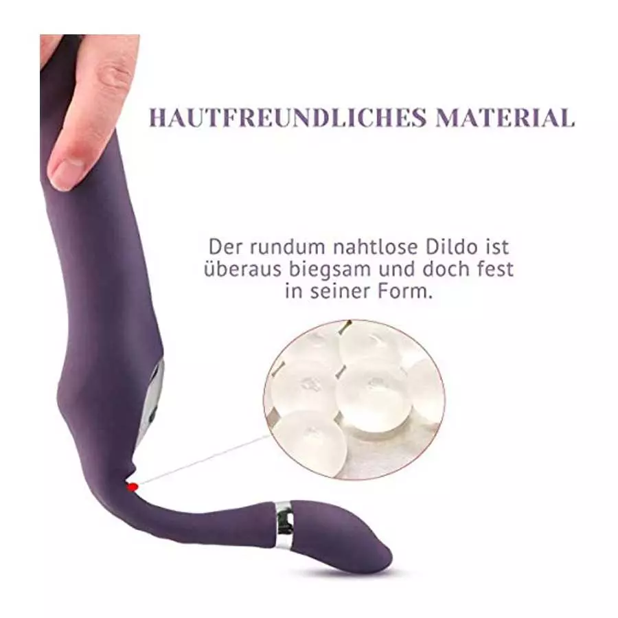 MAIPULA Strap Dildo Vibrator Adult Toy for G Spot and Clit Stimulation, Silent, Waterproof, Heated, with 10 Vibration Modes, Rec