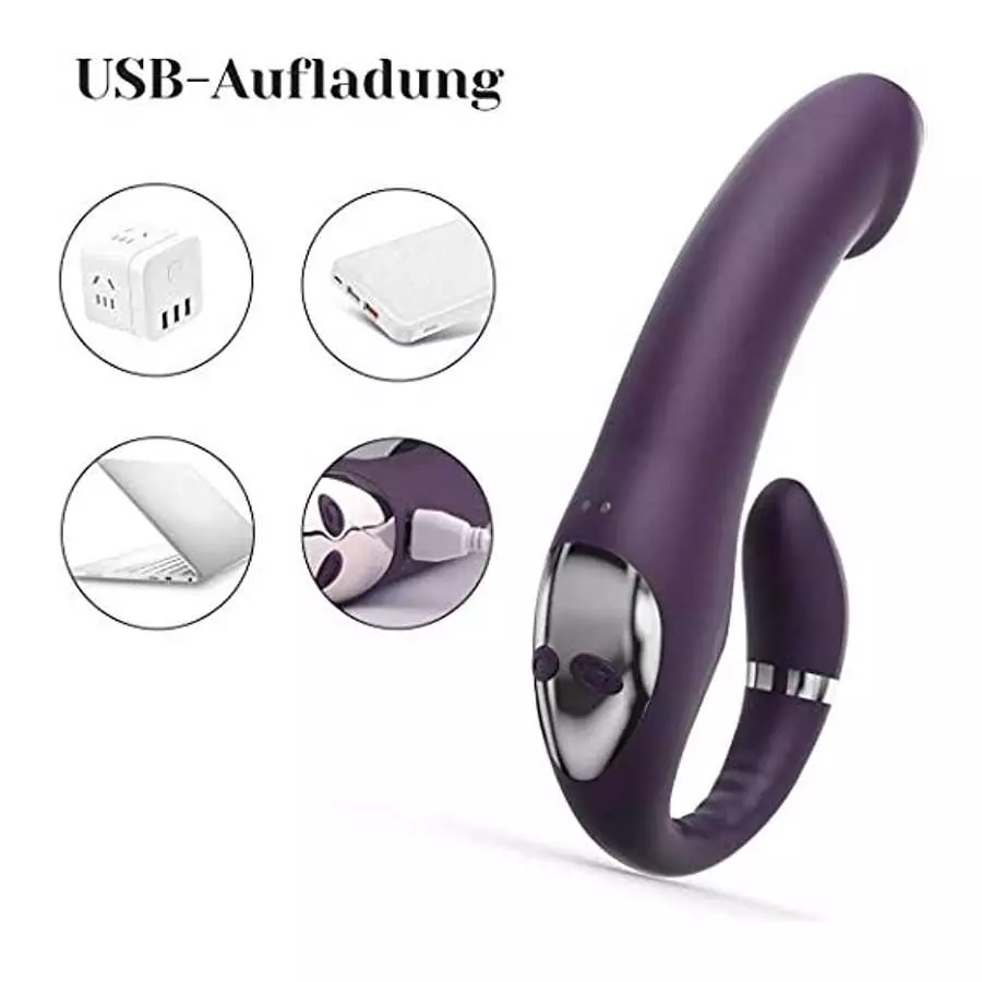 MAIPULA Strap Dildo Vibrator Adult Toy for G Spot and Clit Stimulation, Silent, Waterproof, Heated, with 10 Vibration Modes, Rec