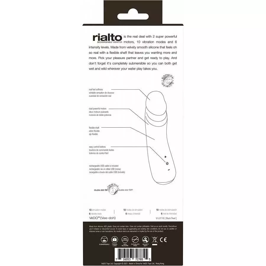 Vedo Rialto Rechargeable Realistic Vibrator (Mocha)