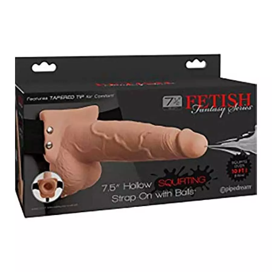 Pipedream Products Fetish Fantasy Series 7.5" Hollow Squirting Strap-on with Balls, Flesh