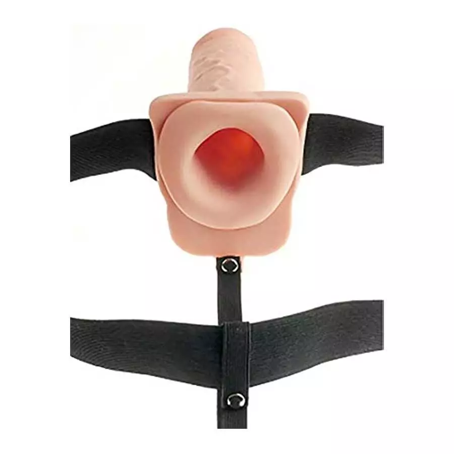 Fetish Fantasy 7 Hollow Rechargeable Strap-On with Balls and Remote - White