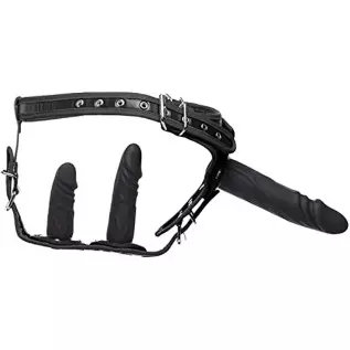 Strict Double Penetration Strap-On Harness | 3 Removable Dildos for Penetration, Anal, & Vagina | Made of Premium Silicone | Sof