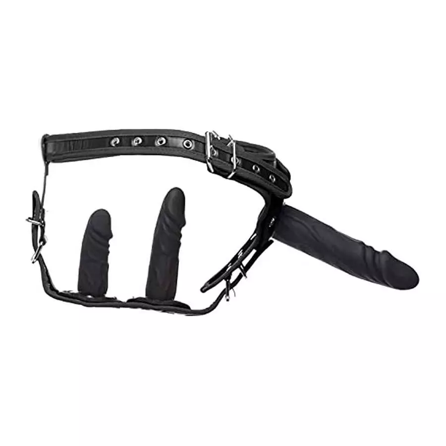 Strict Double Penetration Strap-On Harness | 3 Removable Dildos for Penetration, Anal, & Vagina | Made of Premium Silicone | Sof Strict Double Penetration Strap-On Harness | 3 Removable Dildos for Penetration, Anal, & Vagina | Made of Premium Silicone | Sof