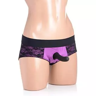 Lace Envy Pegging Set with Lace Crotchless Panty Harness and Dildo - L/XL