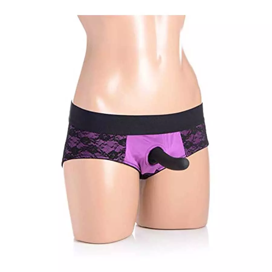 Lace Envy Pegging Set with Lace Crotchless Panty Harness and Dildo - L/XL