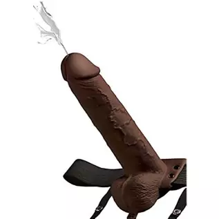 Pipedream Products Fetish Fantasy Series 9" Hollow Squirting Strap-on with Balls, Brown