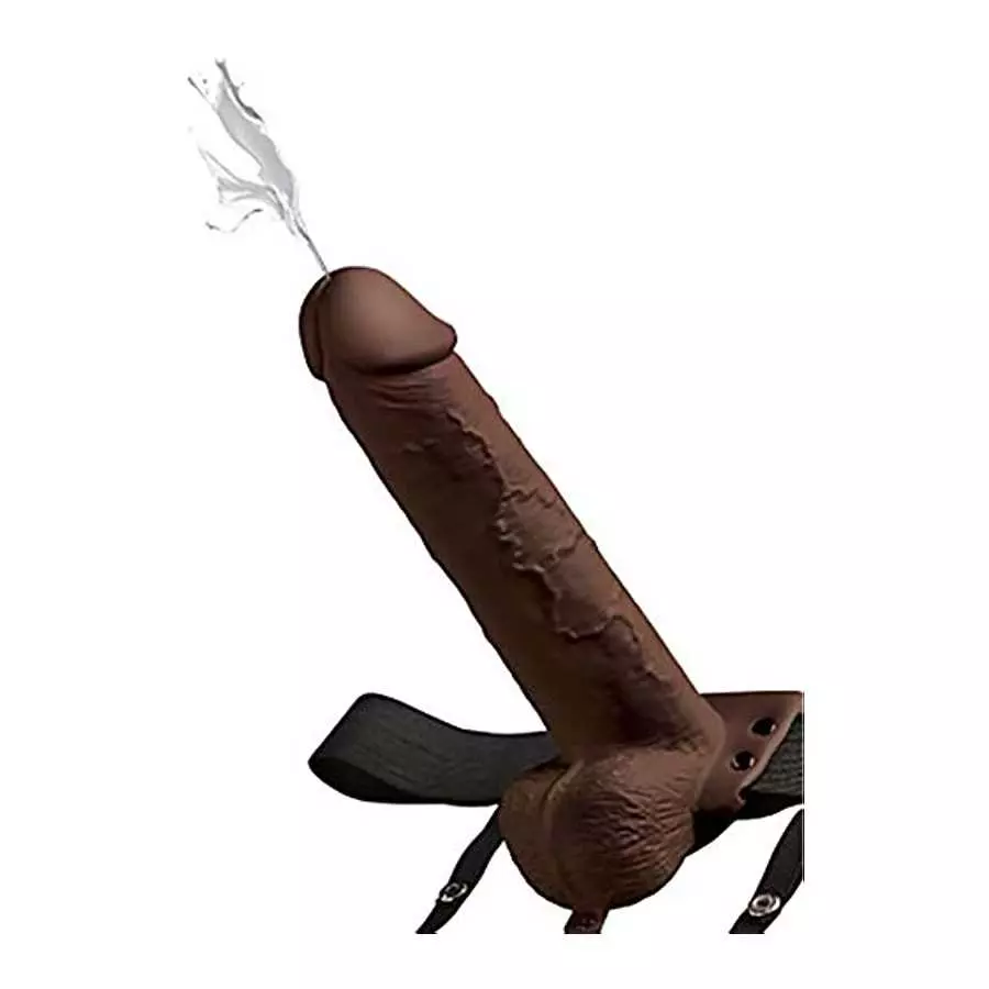 Pipedream Products Fetish Fantasy Series 9" Hollow Squirting Strap-on with Balls, Brown Pipedream Products Fetish Fantasy Series 9" Hollow Squirting Strap-on with Balls, Brown