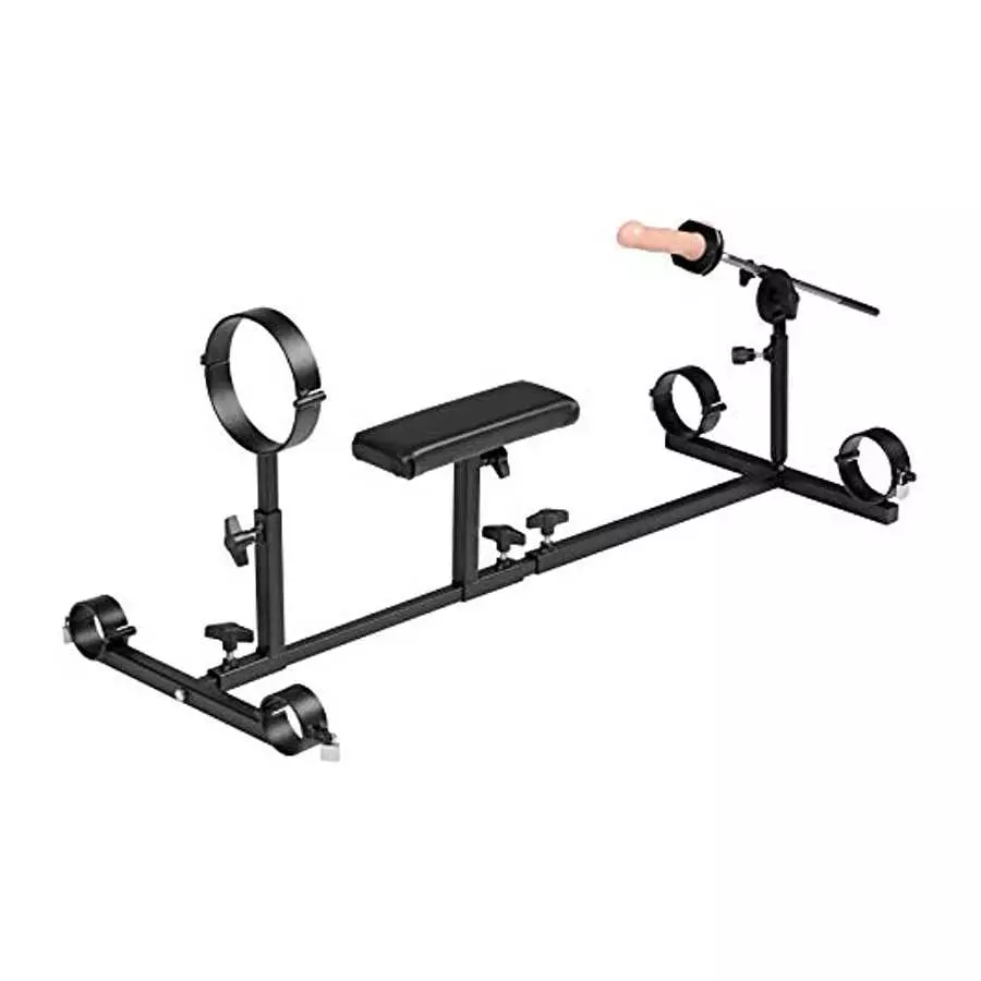 Strict Leather Stockade Sex Machine With Chest Pad and Dildo Rod Strict Leather Stockade Sex Machine With Chest Pad and Dildo Rod