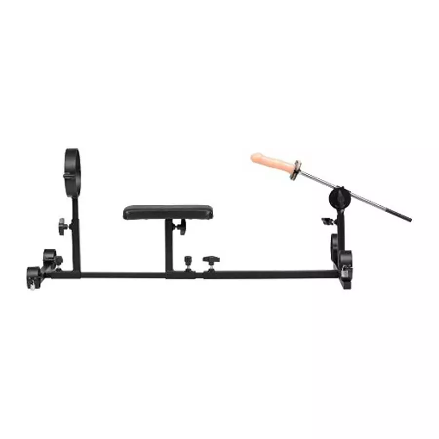 Strict Leather Stockade Sex Machine With Chest Pad and Dildo Rod