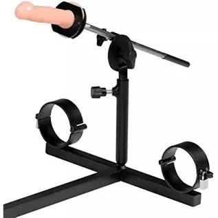 Strict Leather Stockade Sex Machine With Chest Pad and Dildo Rod Strict Leather Stockade Sex Machine With Chest Pad and Dildo Rod