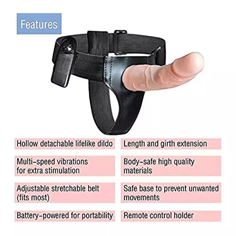 Strap on Dildo Harness for Men to Use on Women with Vibrating Hollow Dildo