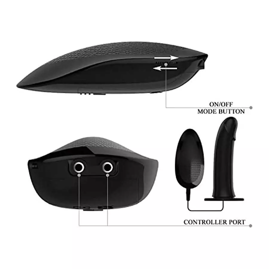 WEMAY Black Vibrating Dildo Strap-on Harness Wearable Dildos Flexible Silicone Hollow Shaft Dildo for Men Adult Sex Toys with Wi