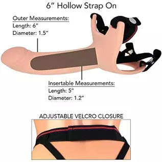 6 inch Silicone Hollow Strap On Harness - Erectile Dysfunction Aid Penis Enhancer - Comfortable Strapon Adult Sex Toy