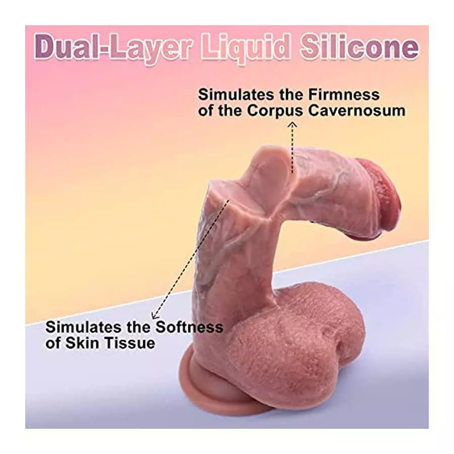 Realistic Dildos Feels Like Skin, Soft Silicone Anal Dildo with Strong Suction Cup for Hands-Free Play, Vlatne Dildo with Balls
