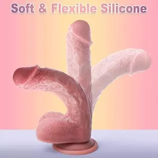 Realistic Dildos Feels Like Skin, Soft Silicone Anal Dildo with Strong Suction Cup for Hands-Free Play, Vlatne Dildo with Balls