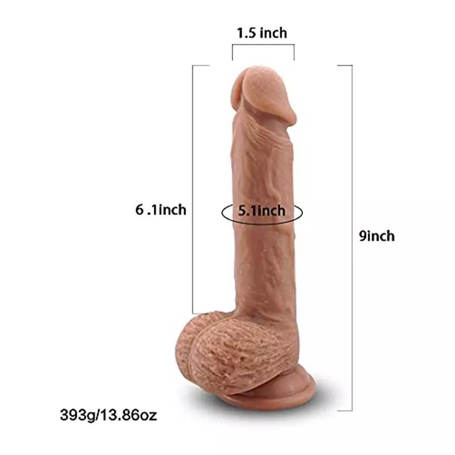 9 Inch Silicone Realistic Dildo Soft Large Dildos for Women with Strong Suction Cup for Hands-Free, Flexible Lifelike Dual Densi