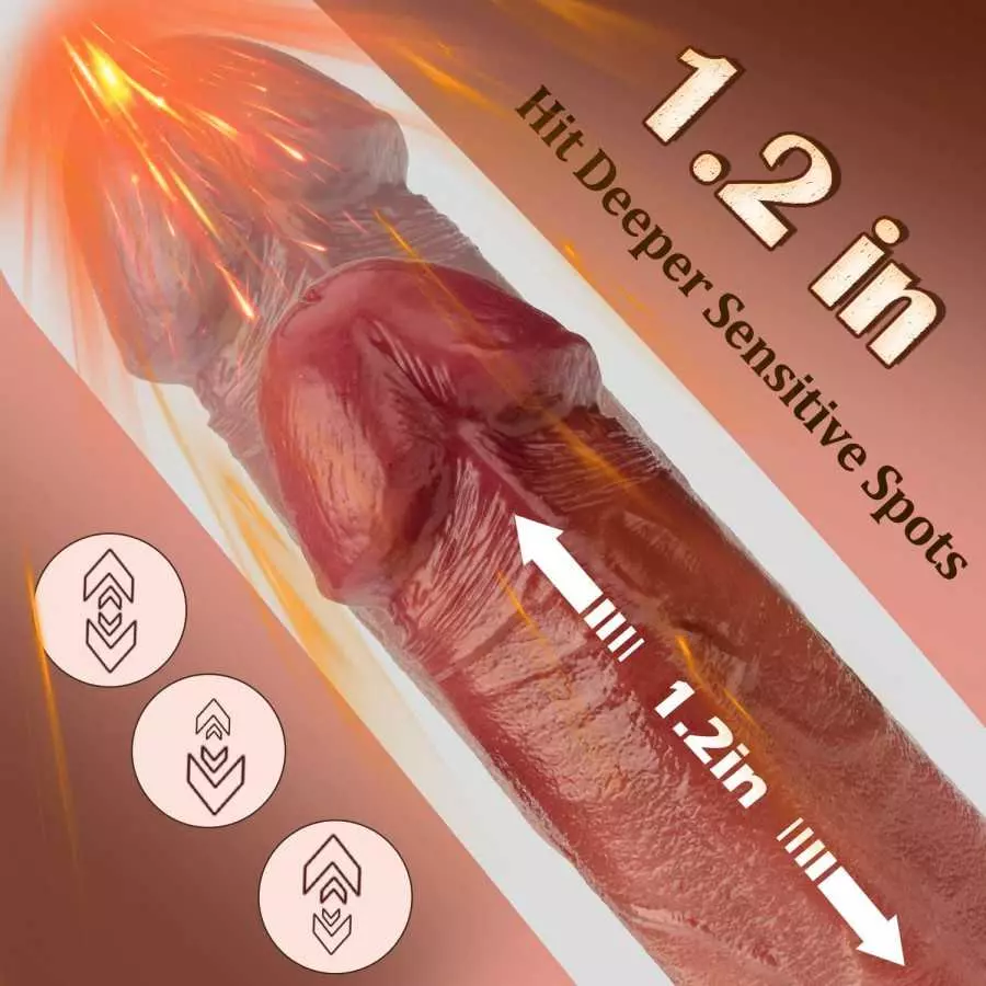 9.8" Thrusting Dildo Vibrator for Women, Realistic Vibrating Dildo with Remote Control 3 Telescopic & 5 Vibrations Modes, Silico