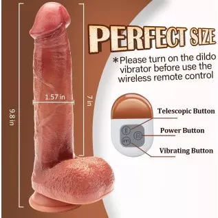 9.8" Thrusting Dildo Vibrator for Women, Realistic Vibrating Dildo with Remote Control 3 Telescopic & 5 Vibrations Modes, Silico
