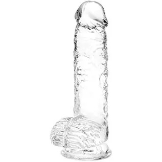 Realistic Dildo G Spot Stimulator- 8.2" Big Dildos with Suction Cup Adult Sex Toy for Women/Men/Gay, Flexible Clear Dildo for Wo