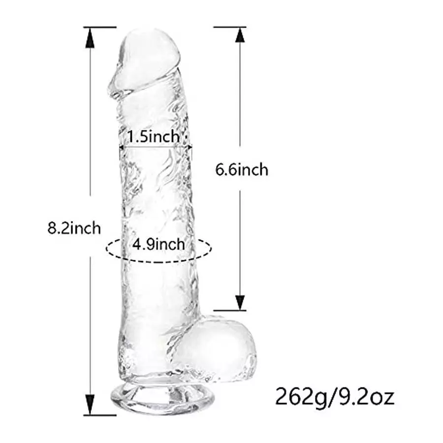 Realistic Dildo G Spot Stimulator- 8.2" Big Dildos with Suction Cup Adult Sex Toy for Women/Men/Gay, Flexible Clear Dildo for Wo