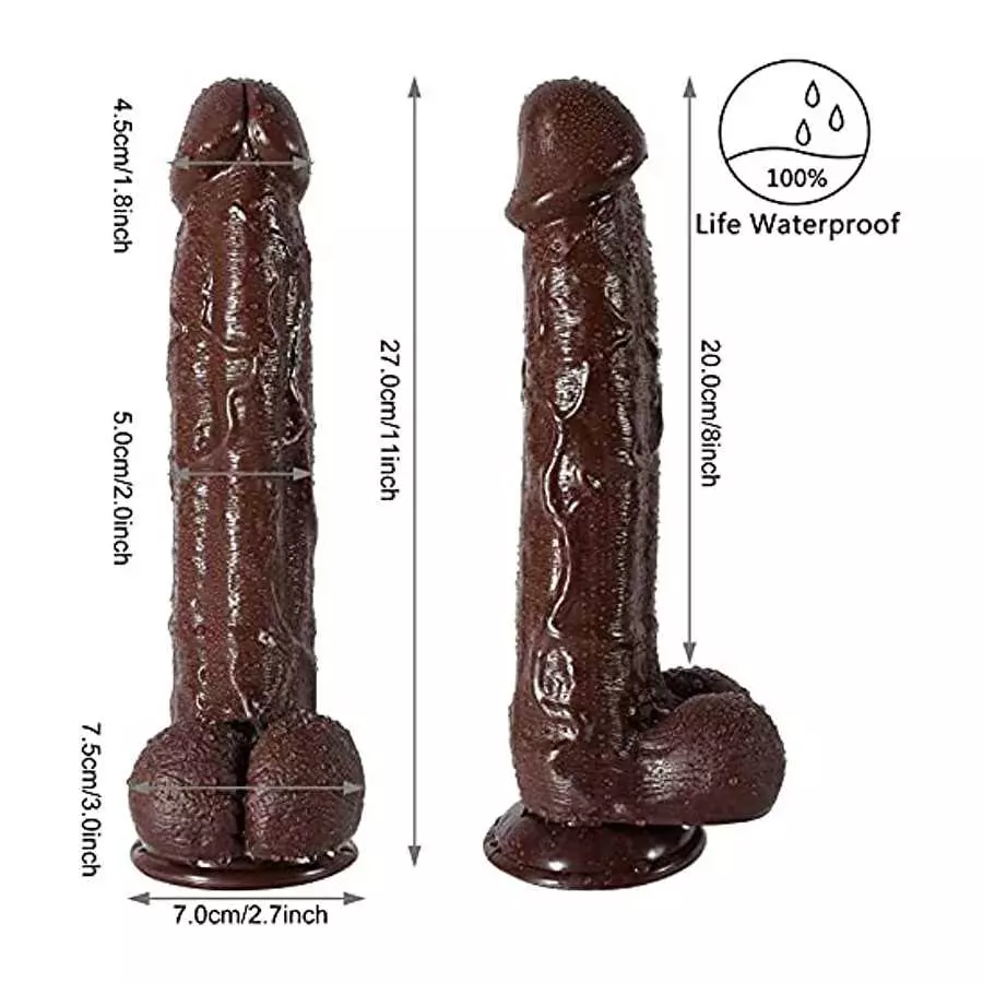 10 inch Realistic Dildos, Big Lifelike Huge Penis with Strong Suction Cup for Hand-Free Play Vagina G-spot Anal Simulate, Brown