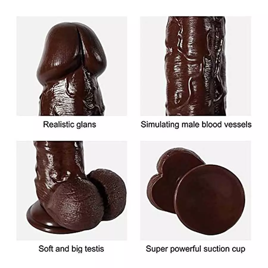 10 inch Realistic Dildos, Big Lifelike Huge Penis with Strong Suction Cup for Hand-Free Play Vagina G-spot Anal Simulate, Brown
