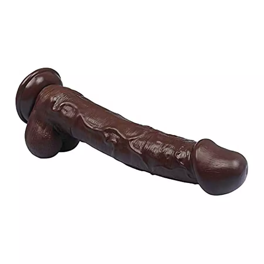 10 inch Realistic Dildos, Big Lifelike Huge Penis with Strong Suction Cup for Hand-Free Play Vagina G-spot Anal Simulate, Brown