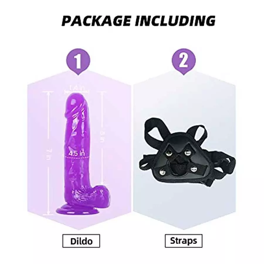 Strap on Dildo with Harness, Wearable Realistic Silicone Dildo Adult Sex Toy for Female Masturbation Women Lesbian Couples and G