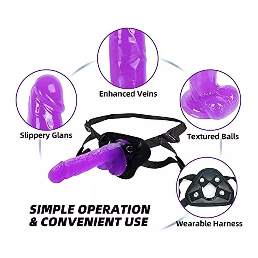 Strap on Dildo with Harness, Wearable Realistic Silicone Dildo Adult Sex Toy for Female Masturbation Women Lesbian Couples and G
