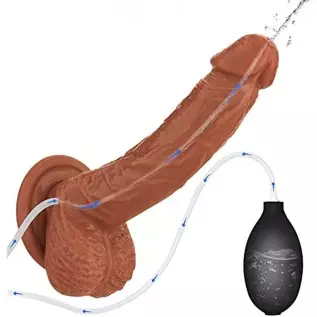Realistic Squirting Dildo Ejaculating Penis for Beginners with Strong Suction Cup for Hands-Free Play,Soft Dildo with Curved Sha