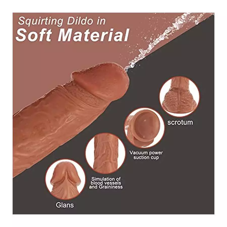 Realistic Squirting Dildo Ejaculating Penis for Beginners with Strong Suction Cup for Hands-Free Play,Soft Dildo with Curved Sha