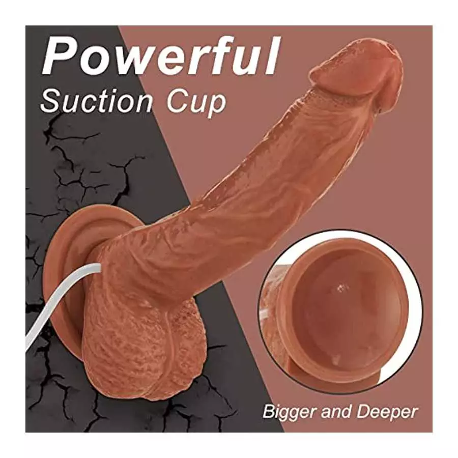 Realistic Squirting Dildo Ejaculating Penis for Beginners with Strong Suction Cup for Hands-Free Play,Soft Dildo with Curved Sha