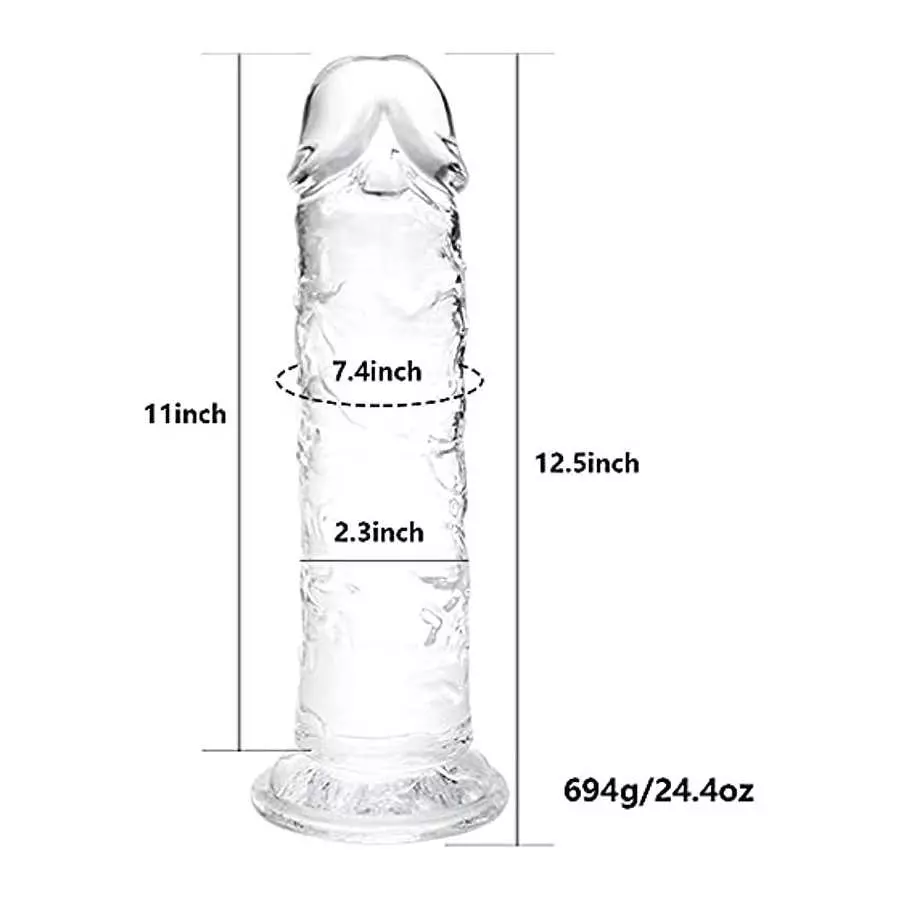 12.5 * 2.3 Inch Huge Dildos Realistic Crystal Dildo with Strong Suction Cup Hands-Free Huge Dong Big Size Adult Sex Toy for Wome